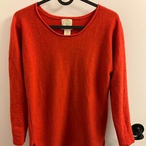 100% extrafine merino wool orange sweater by Telluride, size medium
